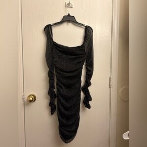 Long Sleeve Black Glitter Mini dress